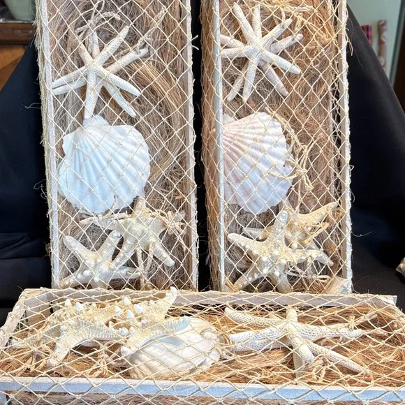 Nautical Starfish and Shell Wall Art Set - Picture 1 of 7